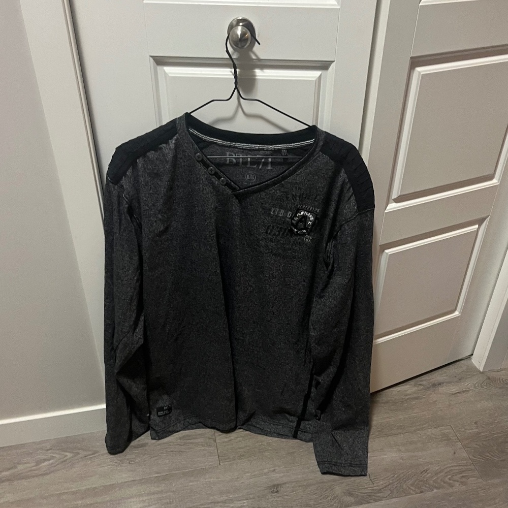 Buffalo BTL71 long sleeve 1/4 button shirt. Black. XL